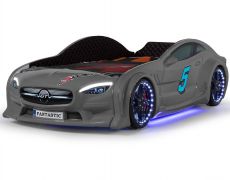 Детская кровать машина Star Premium Mersedes GT Gray 160х80 см с подсветкой, музыкой, кожаный салон, пультом